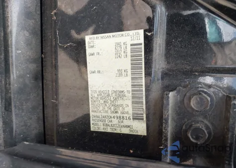 2012 Nissan Altima 2.5 S from USA, damaged, VIN 1N4AL2AP2CN498816